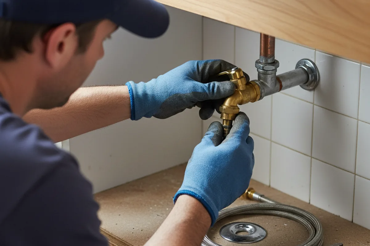 Shutoff valve and fitting work during Burst Pipe Repair in Wonder Lake
